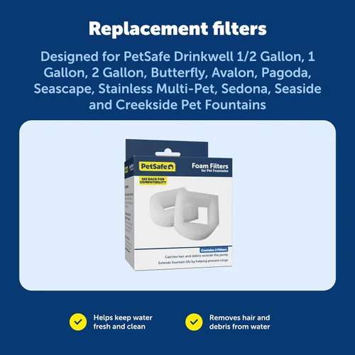 Miniatura 6 de Filtros de espuma de repuesto PetSafe Drinkwell - Mejora la limpieza del agua - Protege la bomba - Captura el pelo y los desechos - Compatible