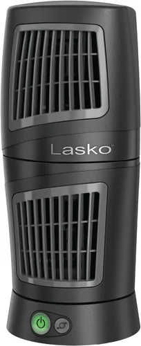 Lasko Ventilador de Torre de Mesa Portátil Twist-Top™ de 12 pulgadas de 3 Velocidades con Oscilación Amplia para Dormitorio, Oficina, Negro, 4911