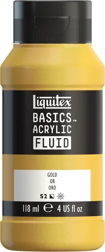 Miniatura 57 de Liquitex BASICS Pintura acrílica fluida, botella de 118ml (4 onzas), tono amarillo cadmio medio Tono medio amarillo cadmio
