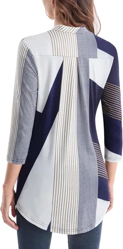 Miniatura 2 de Baishenggt - Blusa para mujer, con manga34, estampado floral, cuello en V con muesca, tipo túnica