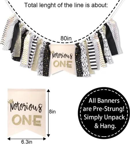 Miniatura 2 de Notorious ONE - Cartel para silla alta de primer cumpleaños – The Big One Smash Cake Garland