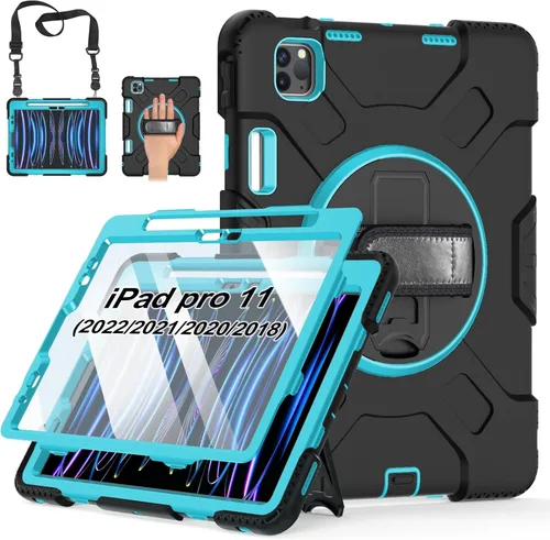 Miniatura 10 de Funda para iPad Pro de 11 pulgadas (2022/2021/2020/2018): Funda de silicona para iPad 11 (4ª/3ª/2ª/1ª) generación con protector de pantalla, Negro