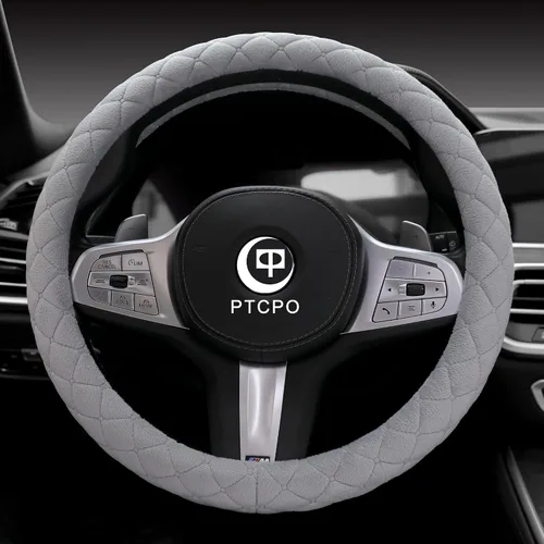 Funda suave para volante de coche para sedán, SUV, terciopelo de lujo cálido, inodoro, universal, antideslizante, verano invierno, gris, tamaño