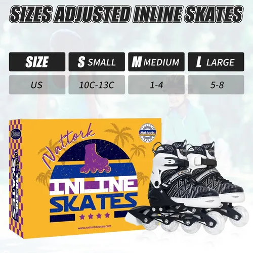 Miniatura 5 de Nattork Patines en línea ajustables para niños y niñas, azul negro rojo con ruedas iluminadas, patinaje sobre ruedas juvenil para principiantes de 3