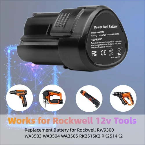 Miniatura 3 de ARyee Batería de repuesto de 12V 3000mAh para Rockwell RW9300 WA3503 WA3504 WA3505 RK2515K2 RK2514K2 Batería de alimentación inalámbrica de litio (2)