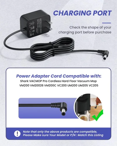 Miniatura 5 de Cargador de aspiradora compatible con Shark VM200 (antiguo) VM190 VM19026 VM20026 VM200C VC200 UM200 UM205 VC205 Fuente de alimentación inalámbrica