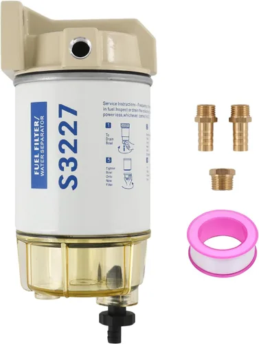 S3227 Filtro de combustible Separador de agua de repuesto para motor fueraborda marino Mercury con púas de 3/8 pulgadas x 1/4 pulgadas NPT