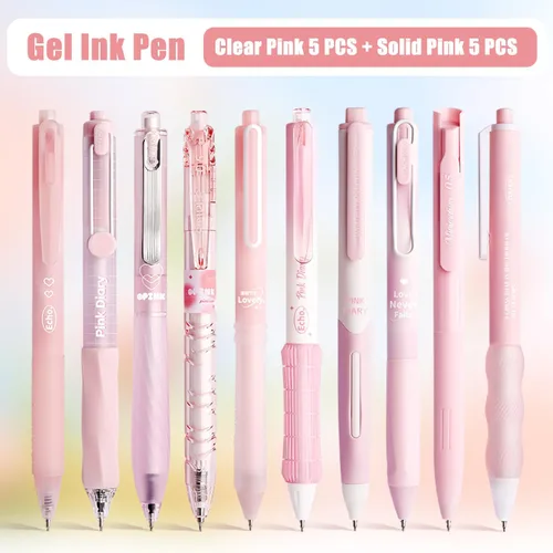 Miniatura 2 de Juego de 10 bolígrafos de tinta de gel en colores pastel, lindos para tomar notas, punta extrafina retráctil de 1/64 de pulgada (0.5 mm), 10 Rosa