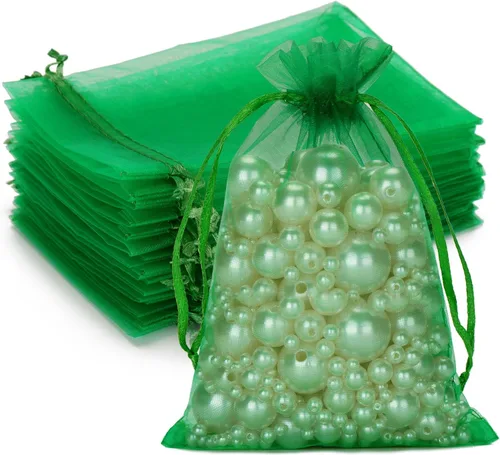 Miniatura 24 de G2PLUS Bolsas de organza con cordón de 4 x 6 pulgadas, 100 bolsas de organza azul aguamarina, bolsas de malla transparente para joyas, bolsa