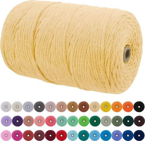 Miniatura 44 de JeogYong Cordón de macramé de un solo hilo 2mm x 164 yardas (492 pies) Cuerda de algodón suave, hilo de macramé 2 mm, suministros de macramé