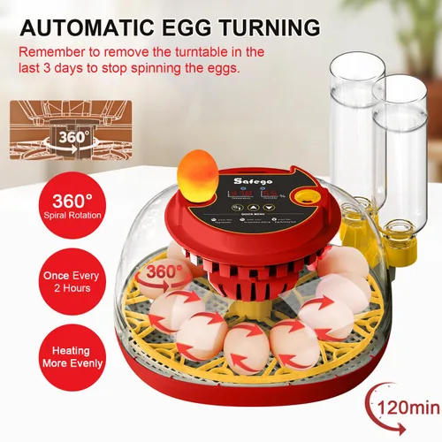 Miniatura 7 de Incubadoras para incubar huevos: kit de incubadora de huevos de pollo, codorniz, pato, pájaro, pollito con girador automático de huevos y pantalla