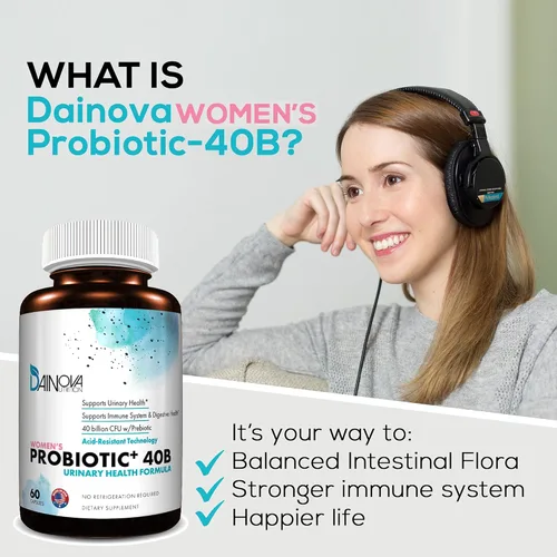 Miniatura 2 de Dainova - Probióticos para mujeres, salud vaginal, salud del tracto urinario, infección por levaduras e infección urinaria IU I 40 bilis CFU