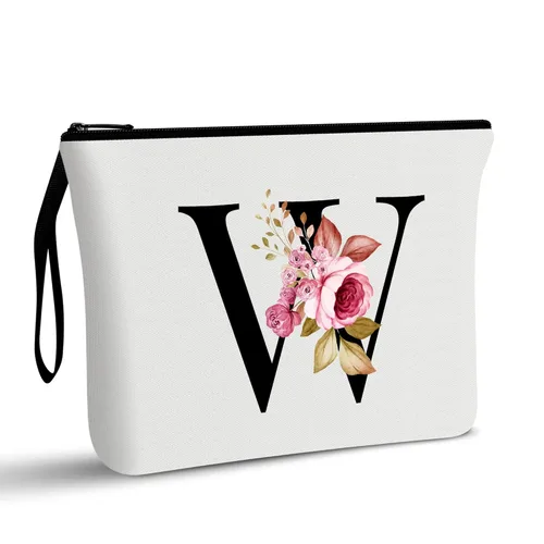 Vavabox A-Z Bolsa de maquillaje personalizada, regalos de cumpleaños para mujeres y mamá, regalos para mejor amiga, bolsa de cosméticos para novia