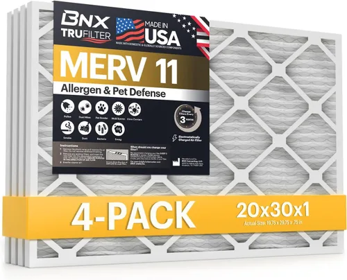 Miniatura 15 de BNX TruFilter - Filtro de aire MERV 11 de 18 x 20 x 1 pulgadas (paquete de 6) – Fabricado en Estados Unidos – Defensa contra Alérgenos Filtro