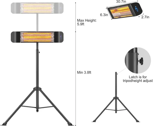 Miniatura 3 de Pasapair Calentador eléctrico para patio, calentador infrarrojo inteligente para interiores, temporizador de 24 horas con control de aplicación