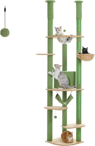 Miniatura 11 de PEQULTI - Árbol para gatos de 53 pulgadas para interiores, condominio grande, postes de rascado de sisal, hamaca y percha, diseño de cactus fresco