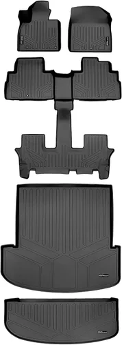 Miniatura 13 de SMARTLINER Juego de alfombrillas negras de tercera fila para todo tipo de clima, compatibles con Kia Telluride/Hyundai Palisade 2020-2023 con banco