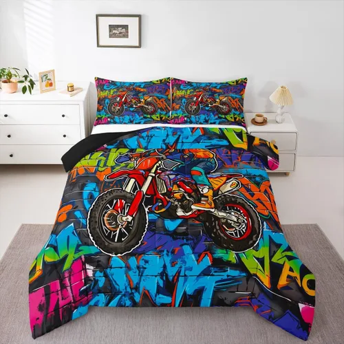 Miniatura 22 de Erosebridal Juego de edredón de camión de bomberos para niños, juego de ropa de cama de panal rojo brillante con diseño de panal de abeja
