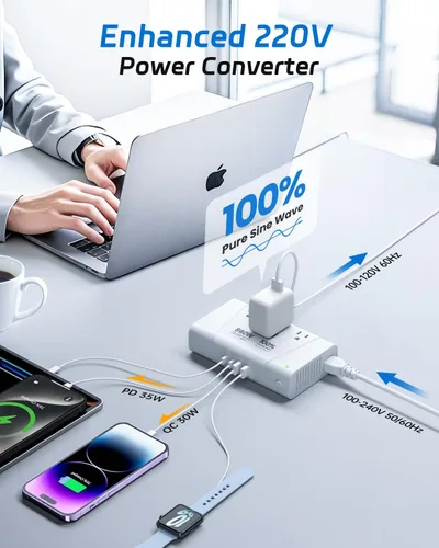 Miniatura 2 de DOACE Convertidor de 220 V a 110 V - Convertidor de voltaje de 800 W de EE. UU. a Europa para alisador de cabello, rizador, teléfono, convertidor