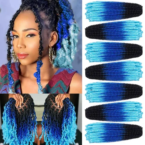 Miniatura 42 de Xtrend - Cabello trenzado de ganchillo con rizos de resorte, color rubio miel, 8 pulgadas, para rizos de mariposa desgastados, extensiones de 27#