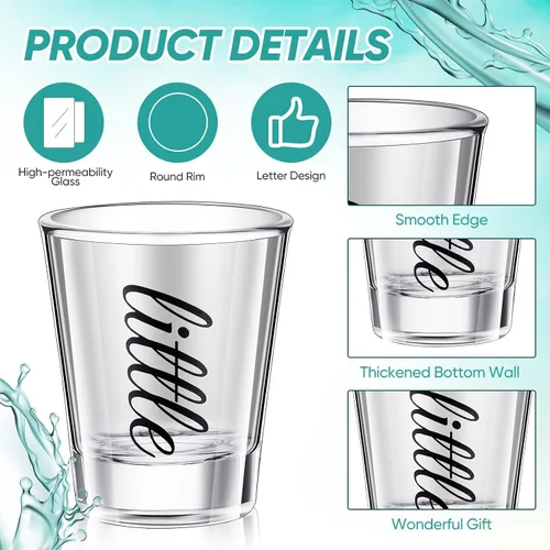 Miniatura 2 de Lounsweer 2 Piezas Vasos de Chupito de Hermandad Grande Pequeña con Base Gruesa Regalos de Hermandad Grande Pequeña 2 oz Vasos de Chupito de Tequila