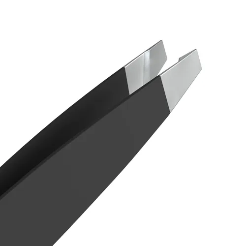 Miniatura 2 de Pinzas de acero inoxidable negras de precisión Punta inclinada profesional y pinzas de punta astilla para cejas Herramienta de eliminación