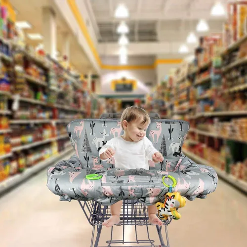 Miniatura 2 de ICOPUCA Funda para carrito de compras, 2 en 1, funda de carrito para bebés y silla alta, cubierta acolchada para carrito de comestibles para bebé