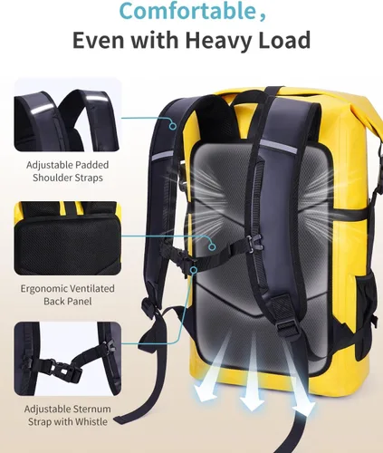 Miniatura 2 de ECOHUB Mochila impermeable para mujeres y hombres, bolsa seca resistente de 30L con cierre enrollable para viajes con funda impermeable IPX8