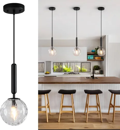 Miniatura 23 de Lámpara Colgante Moderna Accesorio de Iluminación Colgante para Isla de Cocina Luces Colgantes Doradas de Mediados de Siglo con Globo de Vidrio Oro