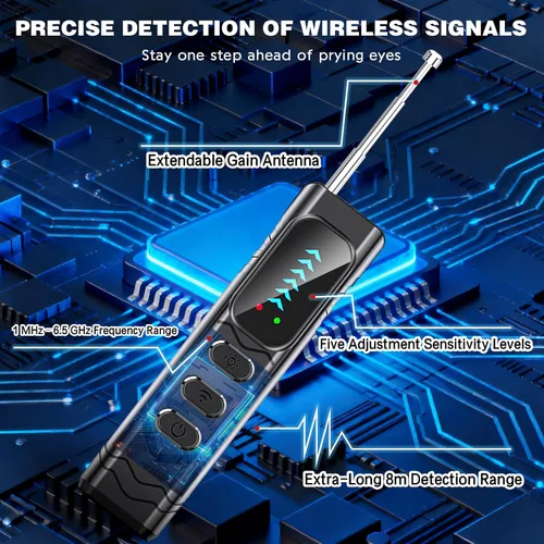 Miniatura 4 de Detector de cámara oculta, buscador de cámara antiespía, detector de rastreador GPS de dispositivo oculto, detector de errores, escáner de señal RF