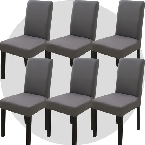 Miniatura 26 de Juego de 6 fundas elásticas para sillas de comedor, color blanco hueso, elásticas, lavables, extraíbles para cocina, hotel, restaurante Blanco roto