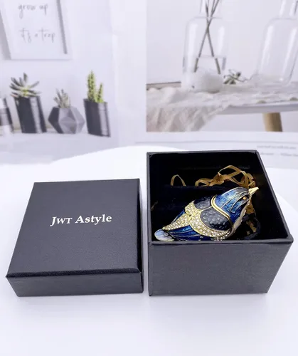 Miniatura 8 de JWT Astyle Bule-Naped Nuthatch - Cajas de baratijas con bisagras de cristal coleccionables, joyero para amantes de los pájaros, collares, anillos