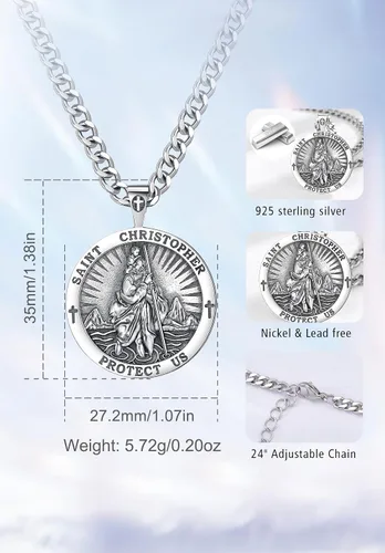 Miniatura 8 de CELESTIA Medallas de plata de ley 925 San MiguelSan CristóbalSan BenitoSan GabrielVirgen MaríaJesúsCaravacaMetatrónSello de los Siete Arcángeles