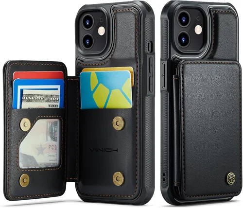 Miniatura 66 de Vinich Funda tipo cartera para iPhone 11 con tarjetero, bloqueo RFID, ranuras de crédito, función atril, a prueba de golpes, para iPhone 11 de 6.1