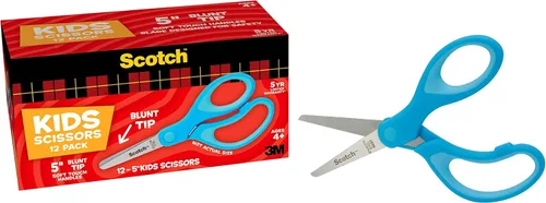 Miniatura 3 de Scotch tijeras de 5" con punta desafilada y tacto suave para niños, color púrpura, paquete de 12 unidades para profesores, ideal para suministros