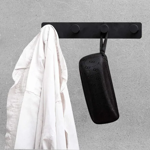 Miniatura 6 de Perchero pequeño montado en la pared, ganchos negros adhesivos y atornillados, ganchos de pared de acero inoxidable para colgar sombreros, toallas