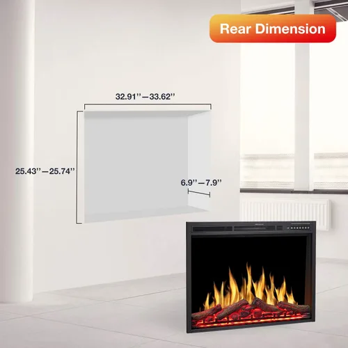 Miniatura 6 de R.W.FLAME - Inserto de chimenea eléctrica de 34" con colores de llama ajustables, colores de leña, velocidad y brillo de la llama, control remoto