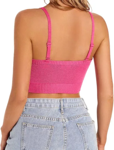 Miniatura 2 de Camiseta corta para mujer, bonita camiseta sin mangas con cuello halter, acanalado, sexy, corsé para adolescentes y niñas