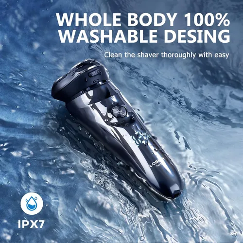 Miniatura 5 de Maquinilla de afeitar eléctrica para hombres, rasuradora eléctrica recargable 3D impermeable IPX7 para hombres húmedos y secos, maquinilla