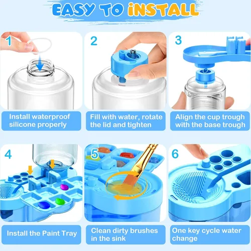 Miniatura 7 de Kits de pintura artística, estación de pintura, incluyendo limpiador de pinceles de pintura mejorado, tapete de pintura de silicona de 20 x 16 Azul