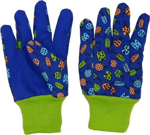 Miniatura 2 de HANDLANDY 2 pares de guantes de jardinería para niños, niñas y niños, guantes de trabajo de jardín (mariquita verde y puntos, M)