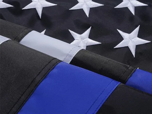 Miniatura 5 de ROTERDON Bandera de línea azul fina de 3 x 5 pies para exteriores, banderas bordadas de nailon 210D de policía resistentes, color vivo con 2 ojales