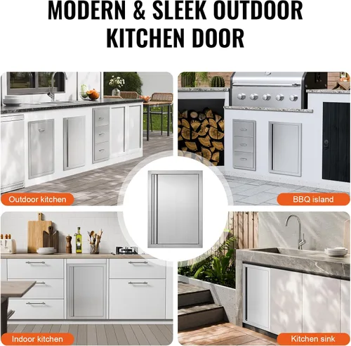 Miniatura 6 de VEVOR Puerta de acceso para barbacoa, 17 pulgadas de ancho x 24 pulgadas de alto, cocina individual al aire libre, montaje empotrado de acero