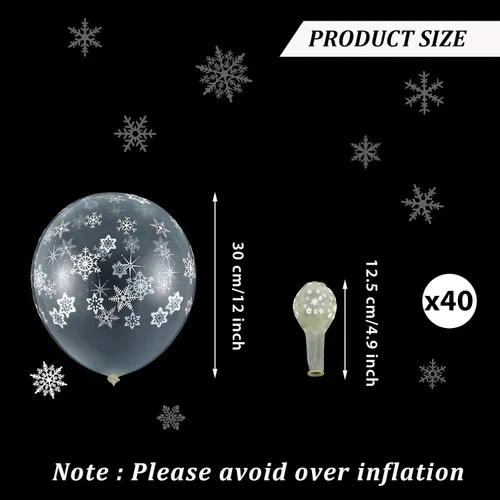 Miniatura 2 de Skylety 40 globos transparentes de copo de nieve a granel, globos de látex transparentes de copo de nieve para Año Nuevo, fiestas de cumpleaños