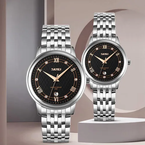 Miniatura 7 de SKMEI Watches for Couples Men and Women His and Hers Pair Watch Set Husband Wife Valentines Matching Wedding Gifts Classic Stainless Luxry Business