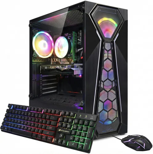 STGAubron Computadora de escritorio para videojuegos, Intel 10ª generación G5905 3.5G, Radeon RX 580 8G, 16G DDR4, 1T SSD, WiFi 6, BT 5.0,
