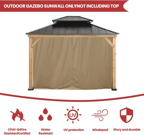 Miniatura 4 de Coastshade Panel de toldo de pérgola de repuesto para pérgola de 8 pies, paneles de privacidad para cenadores con 10 anillos de cortina y ganchos