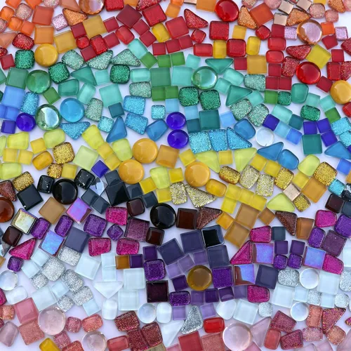 LITMIND Azulejos de Mosaico de Cristal Irregulares de Colores Variados, Paquete de Valor de 9 oz - Perfectos para Manualidades Artísticas, Proyectos