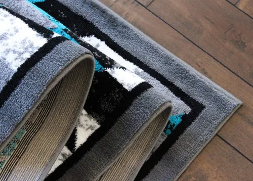 Miniatura 9 de Masada Rugs, Stephanie Collection - Alfombra de área del suroeste de nativos americanos, diseño envejecido 1106 turquesa, gris, blanco y negro