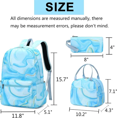 Miniatura 49 de LOIDOU Mochila para adolescentes y niñas, mochila escolar con lonchera y estuche para lápices, juego de bolsas escolares 3 en 1